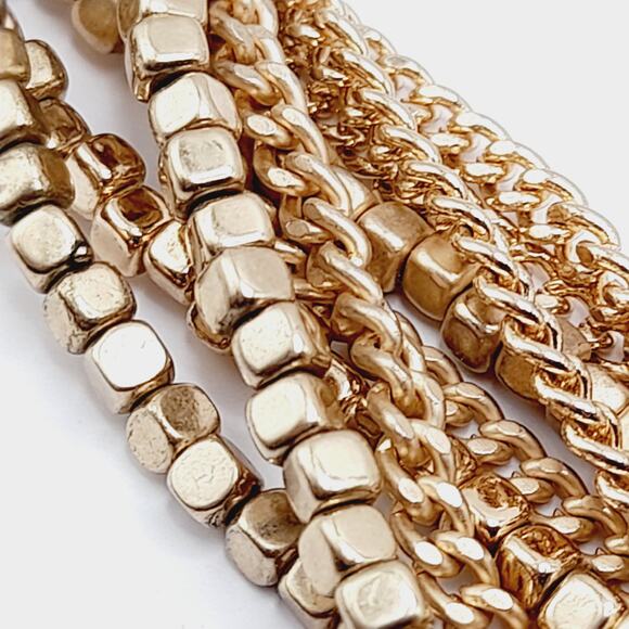 Chico’s Gold Tone 9-Strand Knotted Tassel Necklace, 26", Statement Piece - Picture 8 of 11